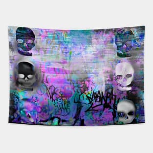 Purp Graffiti Skulls Tapestry