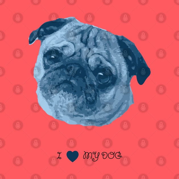 Dogs - Pug blue by PrintablesPassions