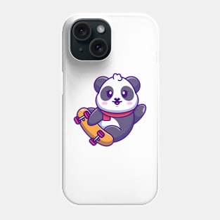 Cute panda play skateboard cartoon Phone Case