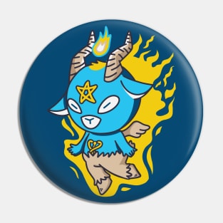 Cute Fiery Baphomet Goat God Cartoon Pin