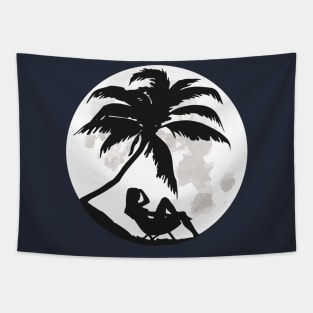 Moon rise Beach Silhouette Tapestry