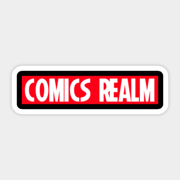 Comics Realm Marvel Logo Style Comics Realm Sticker Teepublic