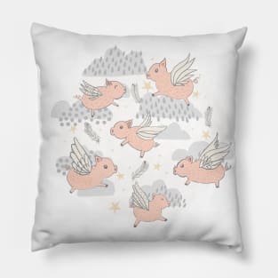 When Pigs Fly on White Pillow