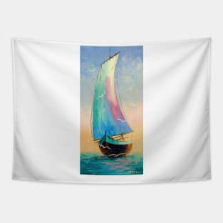 Sailboat in the sea Tapestry