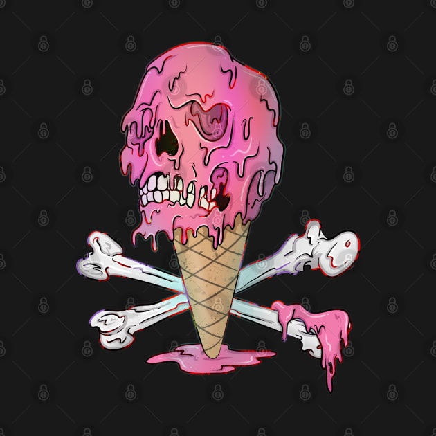 Drippy Ice Cream Melting Skull by Trendy Black Sheep
