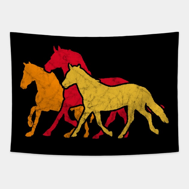 Horses Retro Vintage Tapestry by hibahouari1@outlook.com