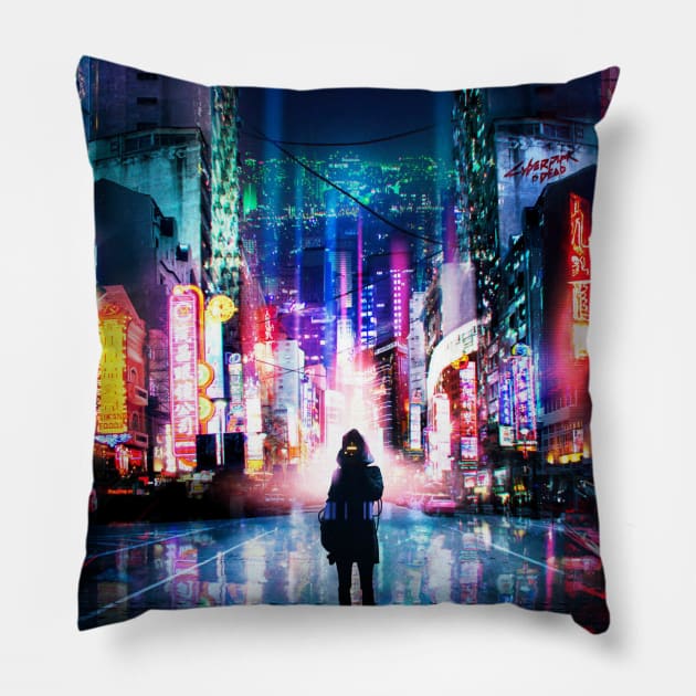 Tokyo Cyberpunk Japan Pillow by vivalarevolucio