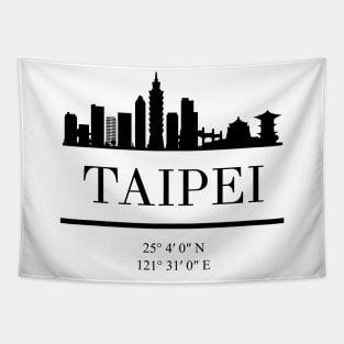 TAIPEI TAIWAN BLACK SILHOUETTE SKYLINE ART Tapestry