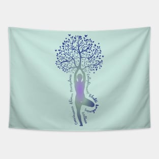 Tree Pose Inspiring Yoga Words Tapestry