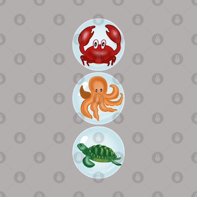 Traffic lights: a crab, an octopus, and a turtle by Tigra