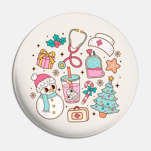 Retro Nurse Christmas Doodle Pin by Nessanya