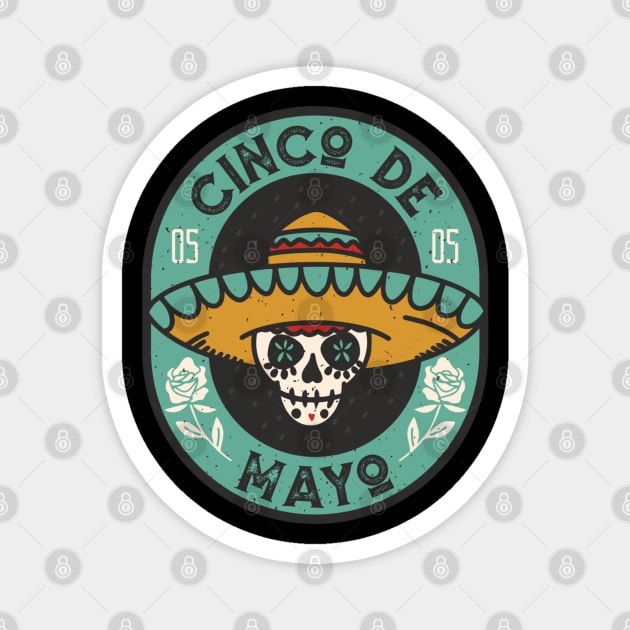 5 de Mayo I 5th May I Mexican Skull with Hat I Cinco de Mayo Magnet by schmomsen