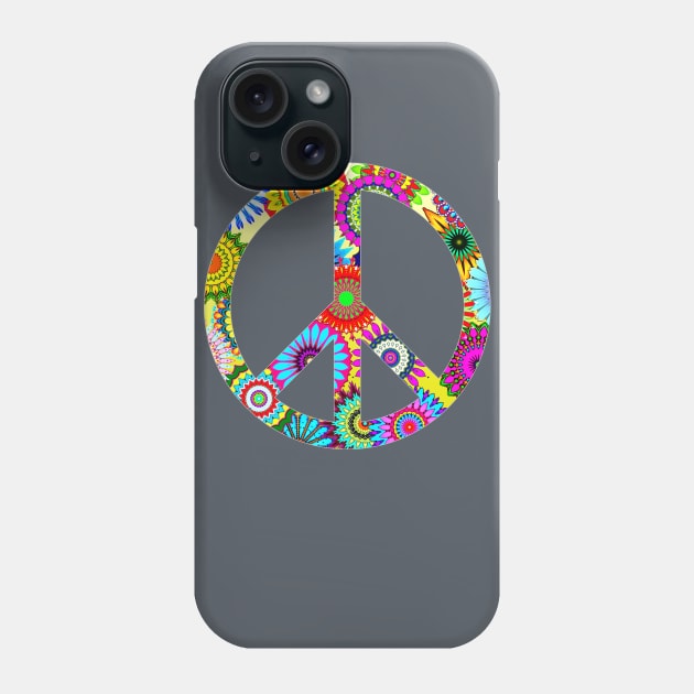 Groovy Peace Sign with Floral Pattern Phone Case by ddtk