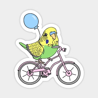 green budgie on a bike Magnet