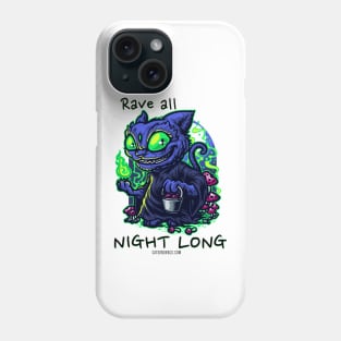 Techno cat - Rave all night long - Catsondrugs.com - rave, edm, festival, techno, trippy, music, 90s rave, psychedelic, party, trance, rave music, rave krispies, rave flyer Phone Case