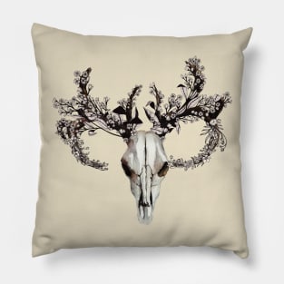 Skull with flower crown Pillow