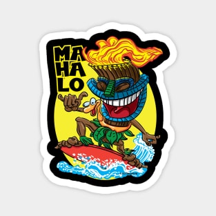 Mahalo Tiki Surfer Magnet