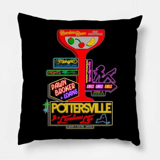 Pottersville (In Color) Pillow by darklordpug