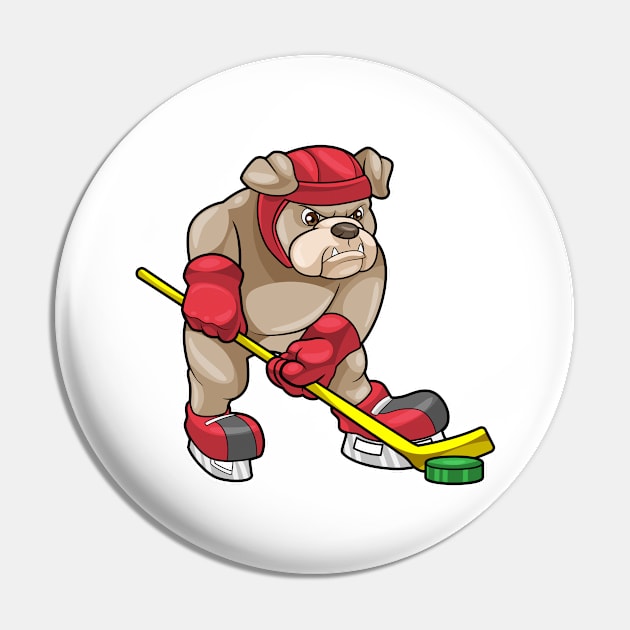 Bulldog at Ice hockey with Ice hockey stick Pin by Markus Schnabel