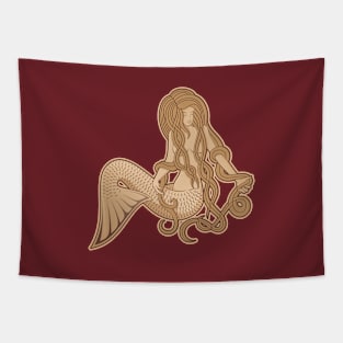 Sitting Mermaid Beige Tapestry