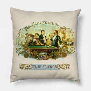 Vintage Club Friends Cigar Label Pillow