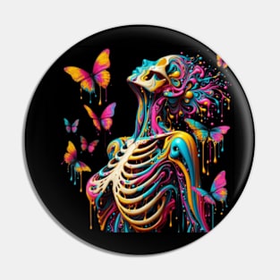 Psychedelic Skeleton Butterflies Pin