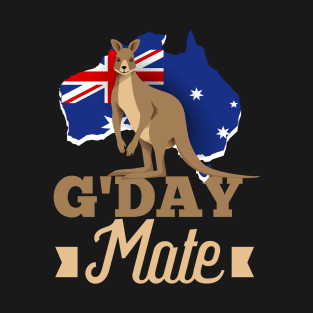 Kangaroo Australian Flag G'Day Mate - Hello Australia Kangaroo Lover Gift T-Shirt