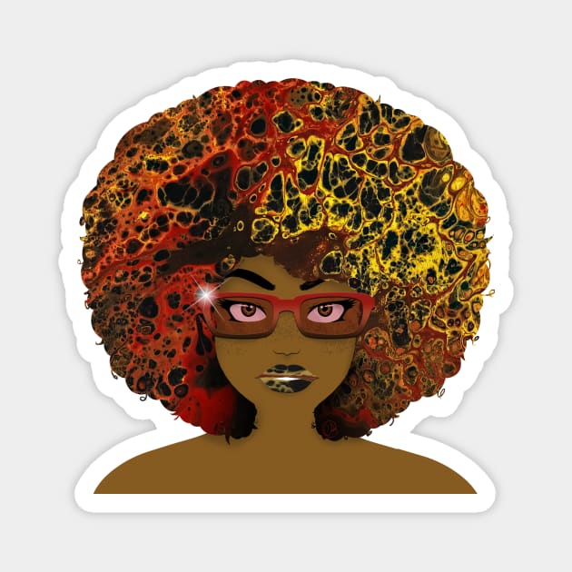 Galaxy Girl Red Afro Magnet by FinalBeatComics