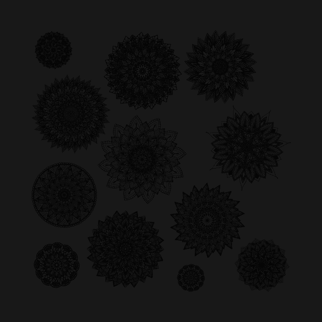 Monochrome mandalas by TheHermitCrab