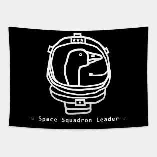 Minimal White Line Space Squadron Leader Goose Portrait Tapestry