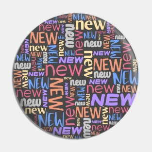 Word collage: NEW (multiple colors) Pin