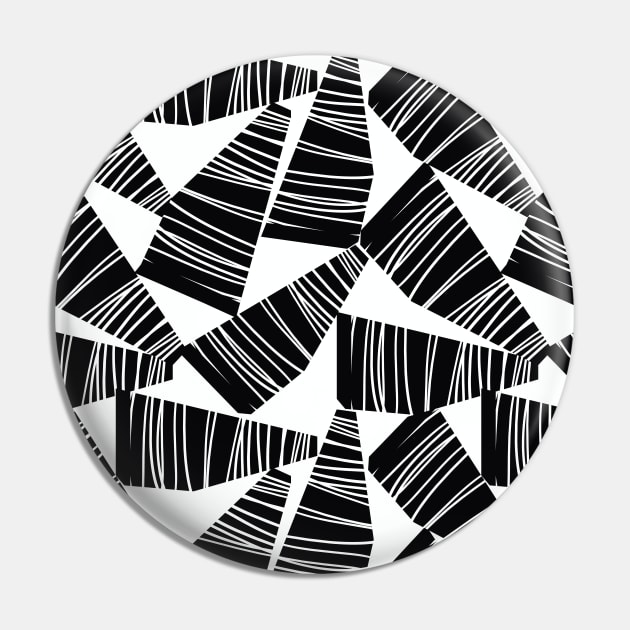 Abstract Black And White Shapes Collage Pin by Sandra Hutter Designs