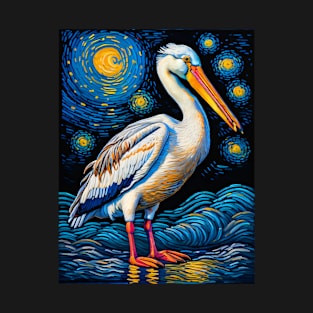 Pelican in starry night T-Shirt