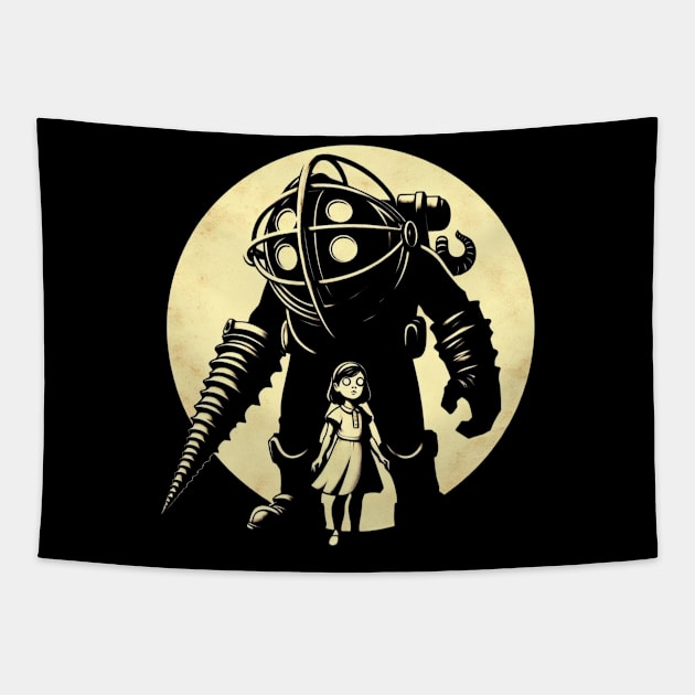 Big daddy and little sister art-For retro gamers Tapestry by CachoPlayer