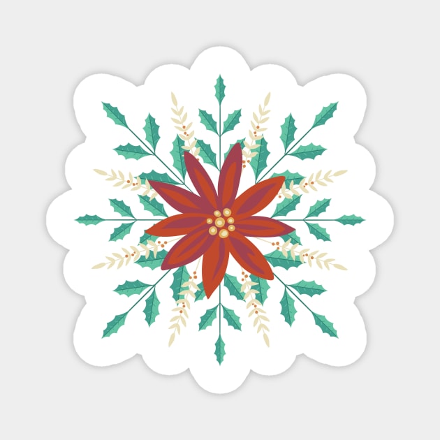 Folk Art Poinsettia Emblem Magnet by SWON Design