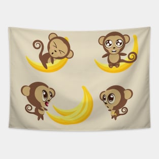 Monkeys with banana Tapestry