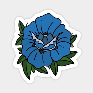 Traditional Blue Rose Tattoo Magnet