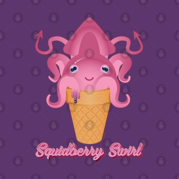 Squidberry Swirl Cute Squid Ice Cream Cone by DanielLiamGill