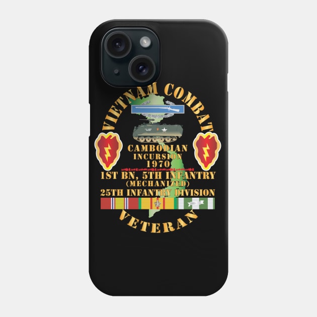 Vietnam Combat Vet w 1st Bn 5th Inf - 25th Inf Div - Cambodian Incursion 1970 w VN SVC X 300 Phone Case by twix123844