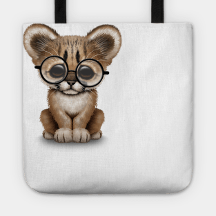 Cute Cougar Cub Wearing Reading Glasses Tote