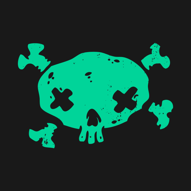 pirate green skull by manuvila