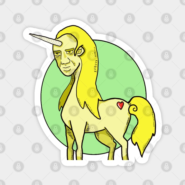 Nic Cage unicorn in yellow Magnet by Grumble 