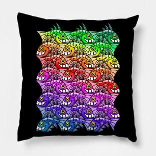 Rainbow fish Escher style Pillow