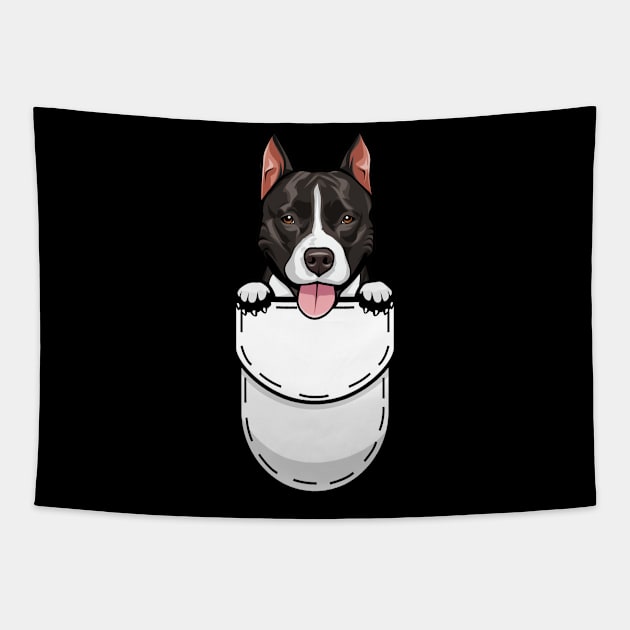 Funny American Staffordshire Terrier Pocket Dog Tapestry by Pet My Dog