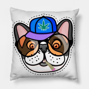 Boy French Bulldog in a cap and sunglasses Pillow