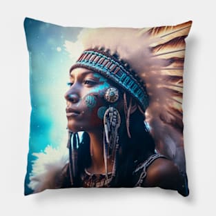 Native Indian Warrior Spirit Fantastic Cosmic Magical Pillow