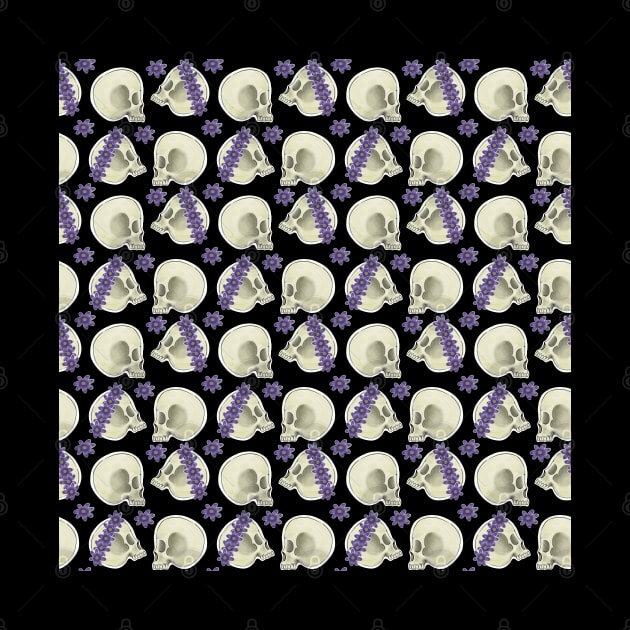 Skulls and Purple Flowers pattern by Metal Tea