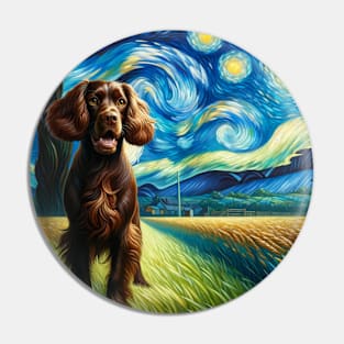 Starry Boykin Spaniel Dog Portrait - Pet Portrait Pin