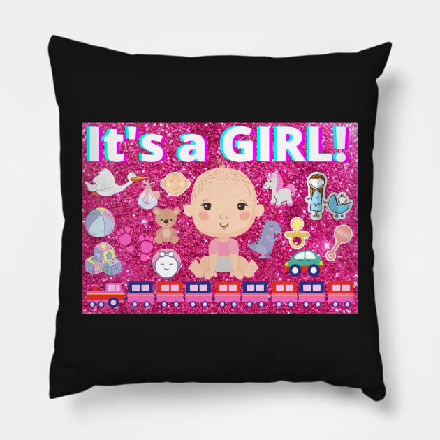 It's a Baby Girl Pillow by BRIJLA