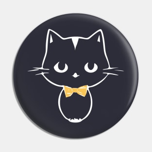 Cute Kawaii Kitten with bow tie on dark Pin